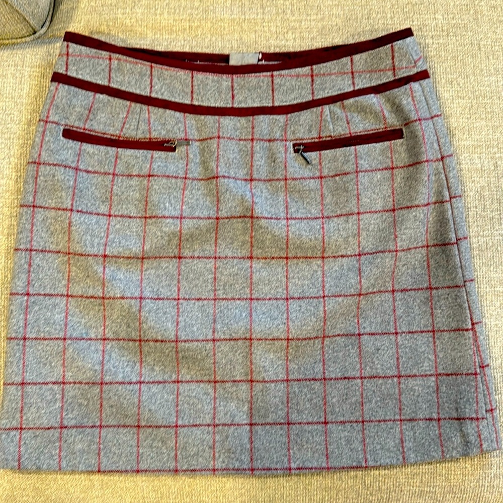 Bob Timberlake Skirt Womens Y2k Gray Red Plaid Wool Blend